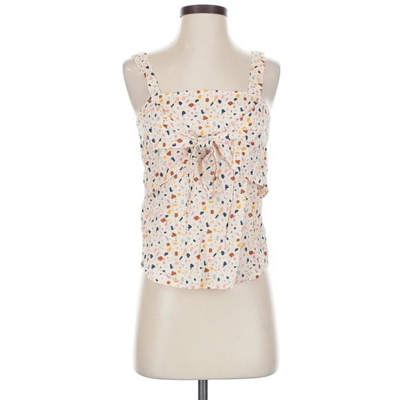 Colorful Madewell Top Tie Front Sleeveless Confetti 2 - Picture 1 of 4